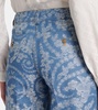 Printed cotton and linen wide-leg pants