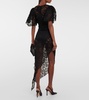 Asymmetric lace midi dress