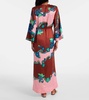 Printed silk satin maxi dress
