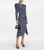 Printed silk wrap midi dress