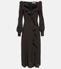 Polka-dotted silk midi dress