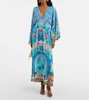 Embellished printed silk midi dress