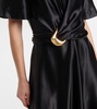 Honey belted silk satin midi dress