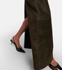 Suede maxi skirt