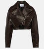 Cropped leather biker jacket
