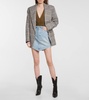Asymmetric denim miniskirt
