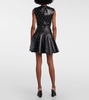 Studded A-line leather minidress