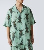 Printed linen bowling shirt