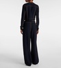 Tailored wool-blend georgette wide-leg pants