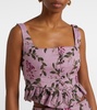 Eslabon floral embroidered linen top