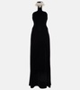 Embroidered velvet gown
