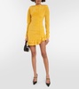 Polka-dot ruffled silk minidress