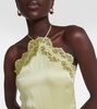 Lace-trimmed satin midi dress