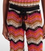 Cotton crochet wide-leg pants