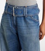 Belted low-rise wide-leg jeans