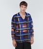 Distressed checked mohair-blend sweater
