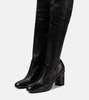 Damier leather over-the-knee boots