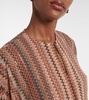 Zigzag fringed lamé blouse