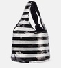 Mini striped sequined tote bag
