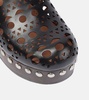 Laser-cut leather clogs