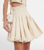 Cotton-blend tweed pleated skirt