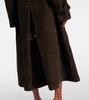 Double-breasted suede trench coat