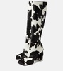 Marine calf hair knee-high boots
