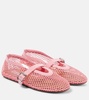 Patent leather-trimmed mesh flats