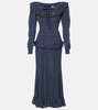 Polka-dot printed silk maxi dress