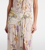Floral silk creponne maxi dress