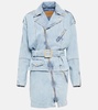 Asymmetric zipped denim minidress