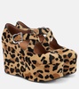 Criss Cross leopard-print calf hair wedges