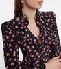 Printed belted silk minidress