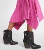 Embroidered faux leather ankle boots