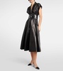 Belted leather midi dress
