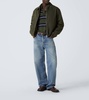 Striped wool and silk polo sweater