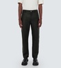 Intrecciato leather straight pants