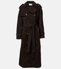 Double-breasted suede trench coat