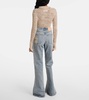 Distressed high-rise bootleg jeans