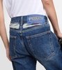 Checked-detail straight jeans