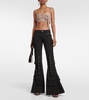 Embellished low-rise flared jeans