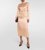 Tie-neck silk satin midi dress