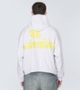 Tape Type Ripped Pocket Hoodie Large Fit in White