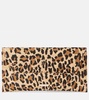 Leopard-print raffia clutch