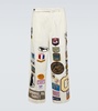 Cambridge patch-appliqué cotton canvas wide-leg pants