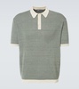 Checked linen and silk polo shirt