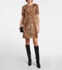 Leopard-print cotton-blend minidress
