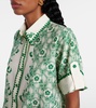Olive printed cotton and silk shirt