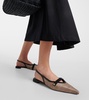 Leather-trimmed slingback flats