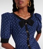 Bow-detail polka-dot silk minidress